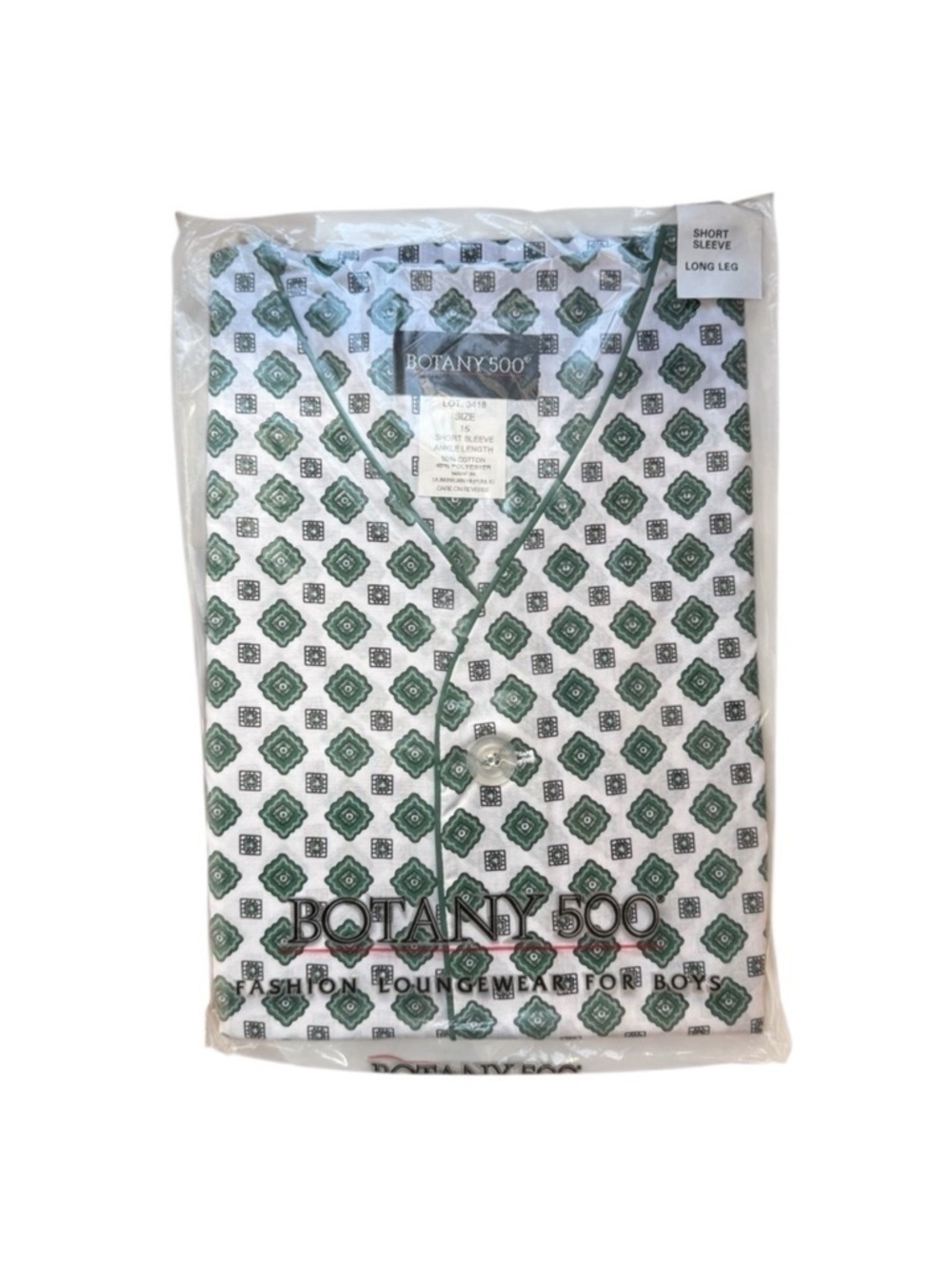 Botany 500 Boy 2 Piece Pajama Set Size 15/16 NWT Short Sleeve Pants Vintage